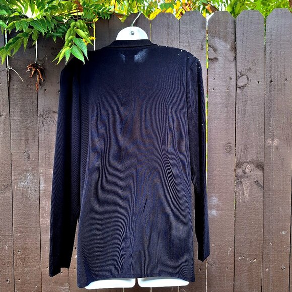 Exclusively MISOOK Knit Tunic Jacket L Black Rhinestones Open Front - Picture 5 of 6